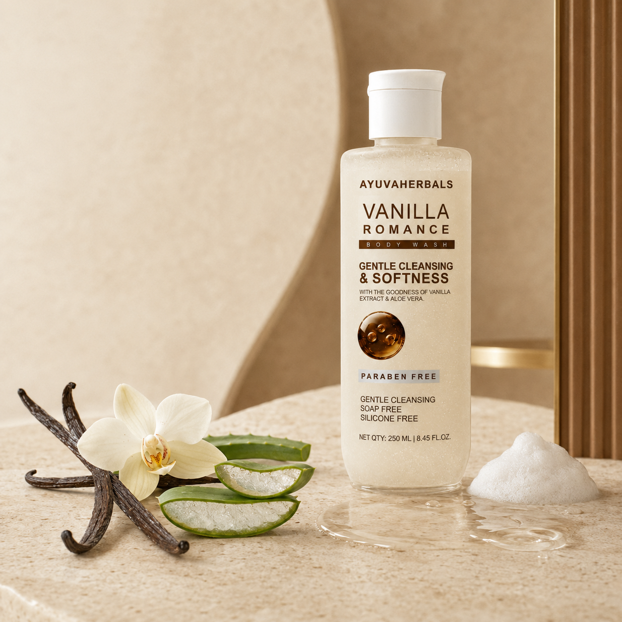 Vanilla Romance Body Wash & Body Lotion Combo with Long-Lasting Fragrance – 250 ml Each