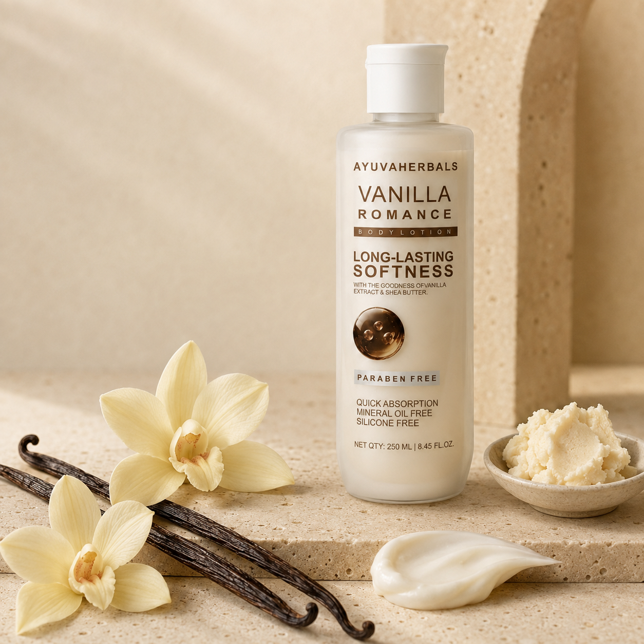 Vanilla Romance Body Wash & Body Lotion Combo with Long-Lasting Fragrance – 250 ml Each
